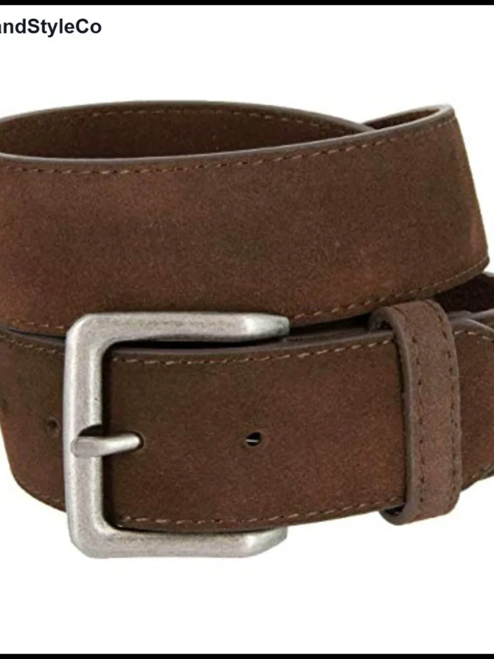 Genuine Suede Leather Belt with Antique Silver Rectangular Buckle, 1.5 inch,